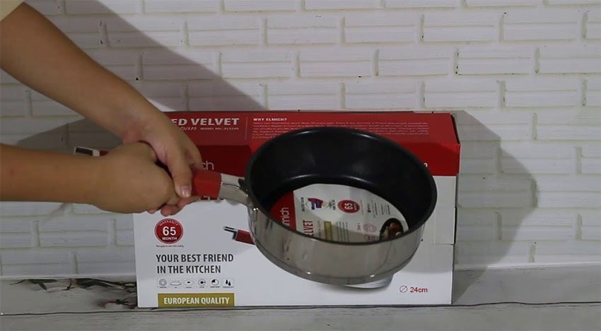 Chảo chống dính inox 304 Red Velvet 24cm Elmich EL3250 - Hàng chính hãng