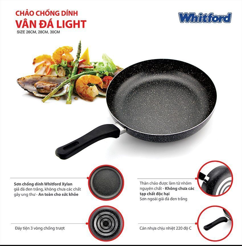 Chảo chống dính vân đá Light 28cm Elmich 2351192 - Hàng chính hãng