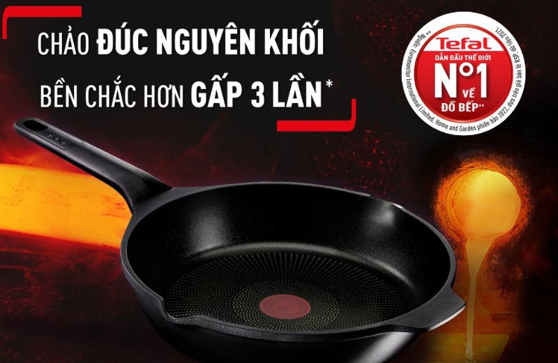 Chảo đúc sâu lòng cao cấp Tefal Robusto 28cm E2491944 - Hàng chính hãng