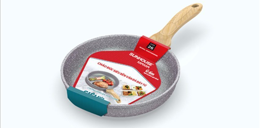 Chảo đúc vân đá đáy từ Sunhouse SHG1126MMB - Hàng chính hãng