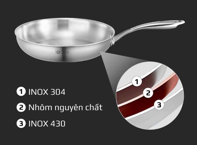 Chảo inox chống dính Olivo STEVE 2655 - 26cm - Hàng chính hãng