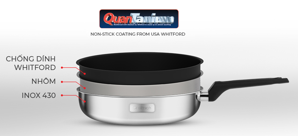 Chảo Inox 2 lớp cao cấp đáy liền Trimax XP EL-3759 size 28cm - Hàng chính hãng