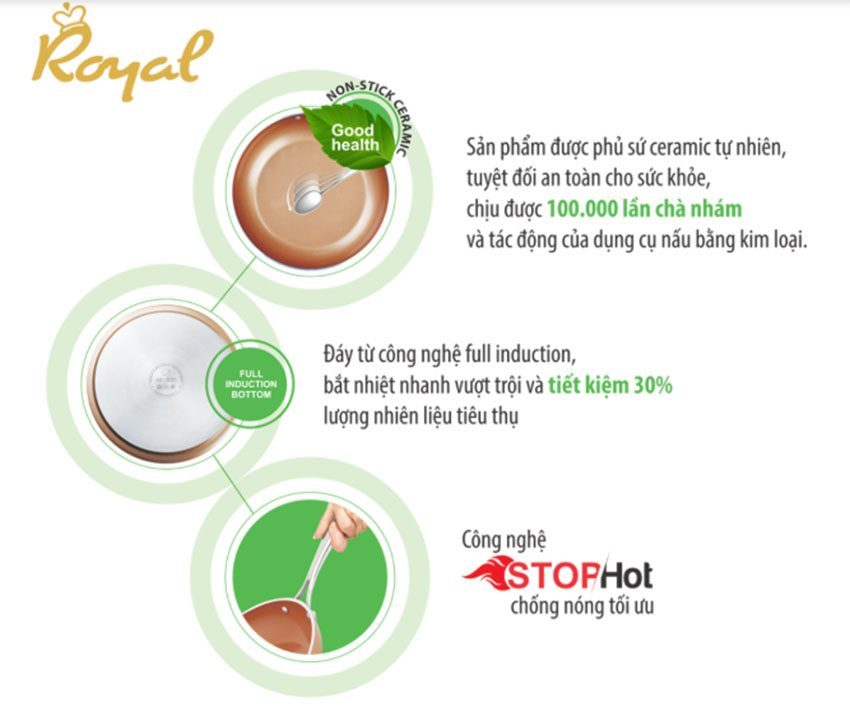 Chảo phủ sứ chống dính Royal Deluxe Plus 28cm Elmich EL-1141 - Hàng chính hãng