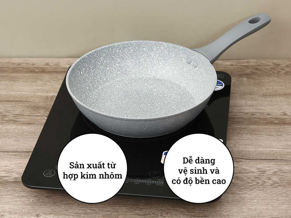 Chảo sâu vân đá Green Cook GCP02-26IH 26cm - Hàng chính hãng