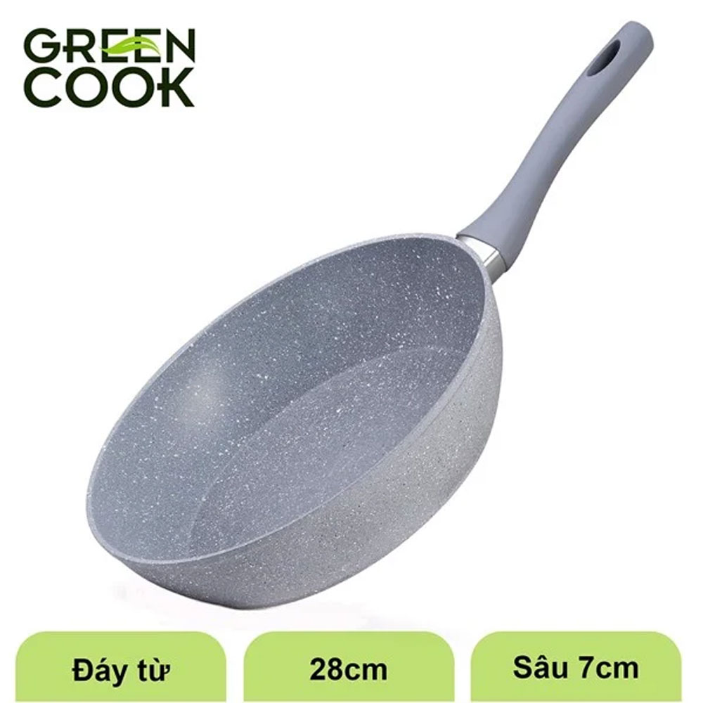 Chảo vân đá Green Cook GCP02-28IH 28cm - Hàng chính hãng