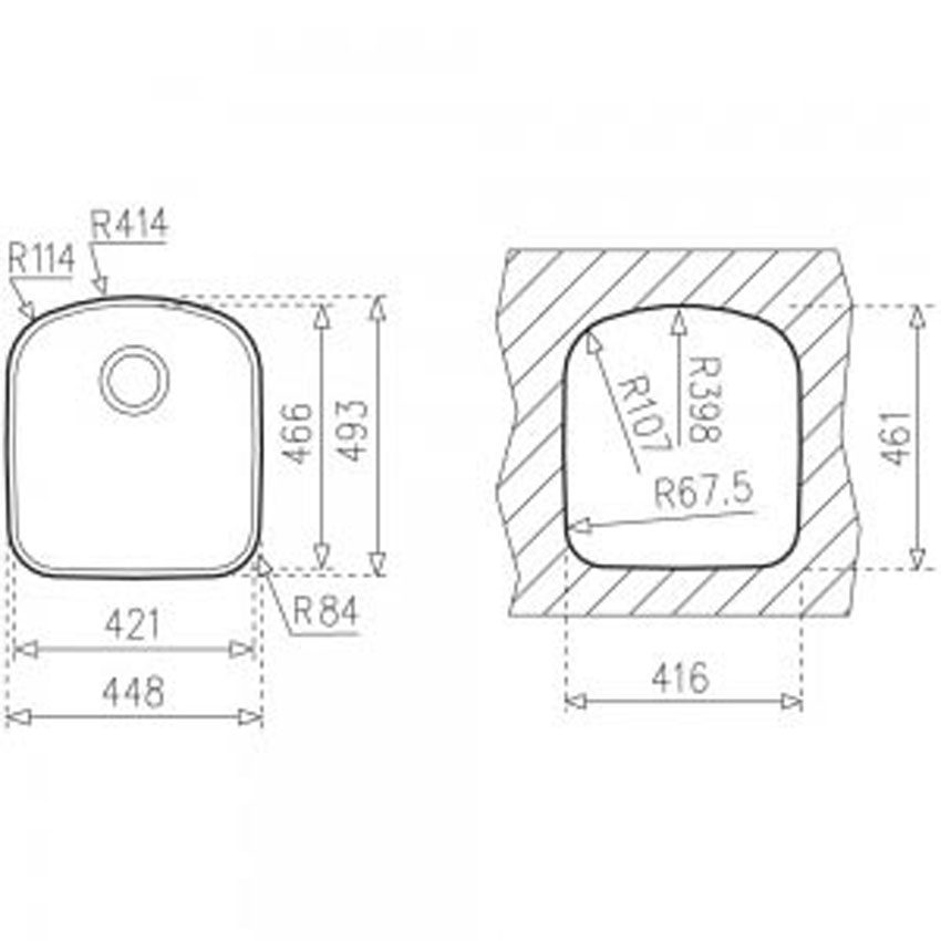 Kích thước lắp đặt của chậu rửa chén bát Teka BE 42.26