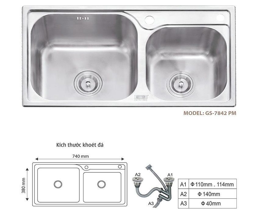 Chậu rửa bát Giovani GS-7842 PM - Hàng chính hãng