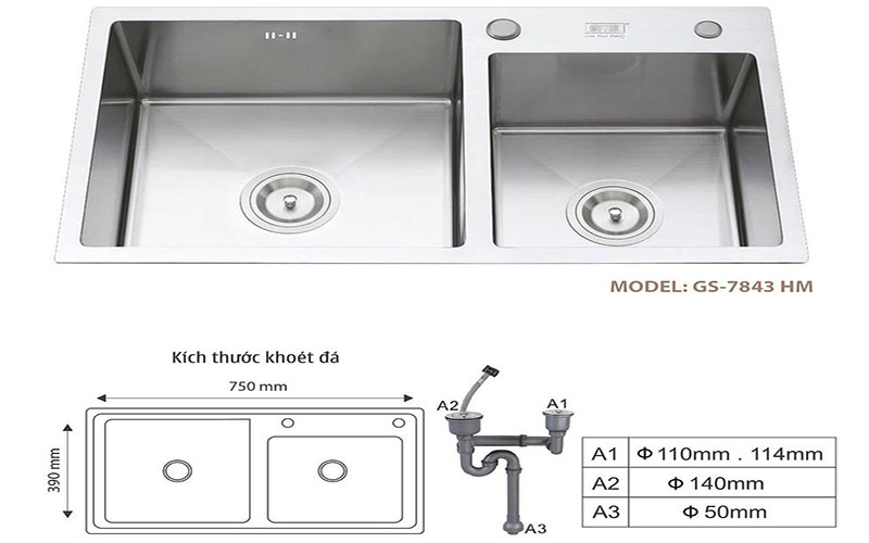 Chậu rửa bát Giovani GS-7843HM - Hàng chính hãng
