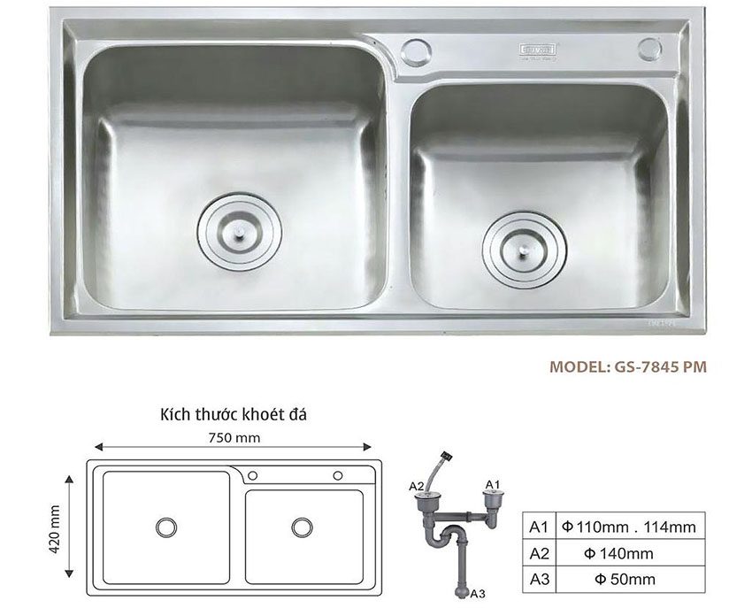 Chậu rửa bát Giovani GS-7845 PM - Hàng chính hãng