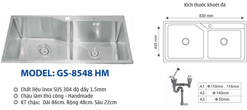 Chậu rửa bát Giovani GS-8548 HM - Hàng chính hãng