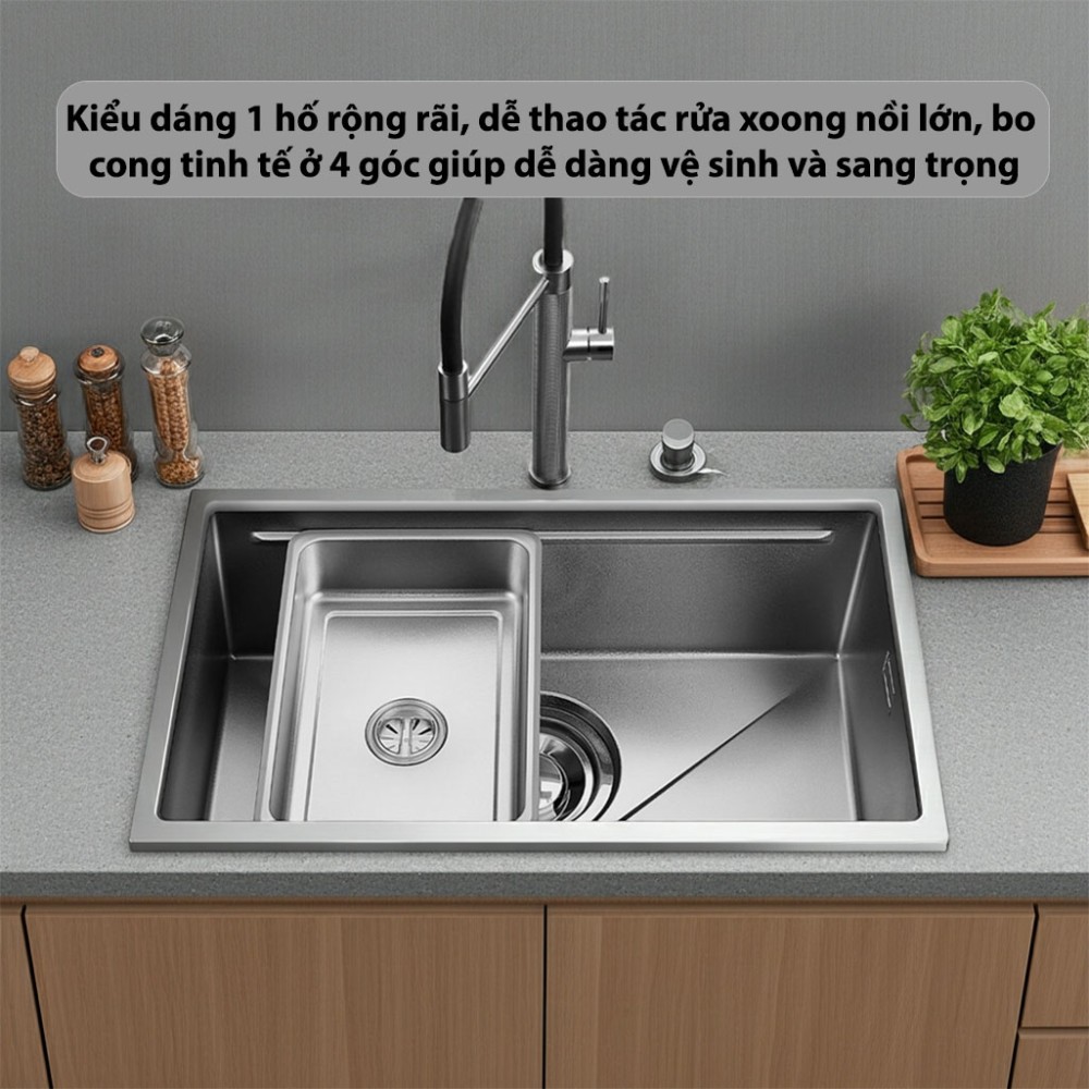 Chậu rửa bát Inox GrandX GX6845V - Hàng chính hãng