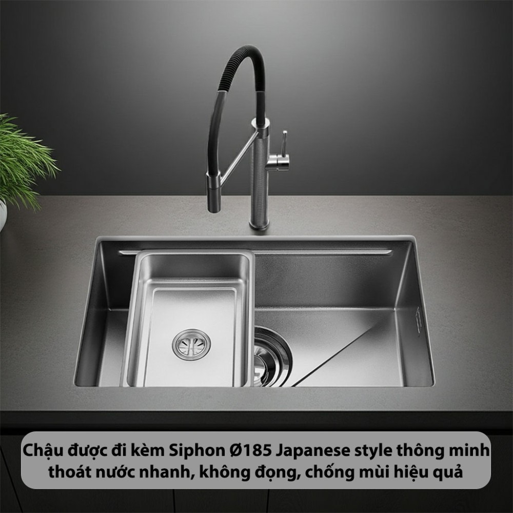 Chậu rửa bát Inox GrandX GX6845V - Hàng chính hãng