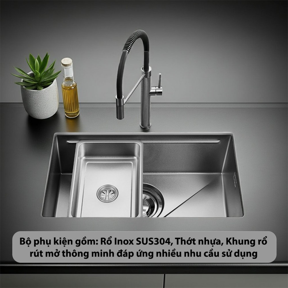 Chậu rửa bát Inox GrandX GX6845V - Hàng chính hãng