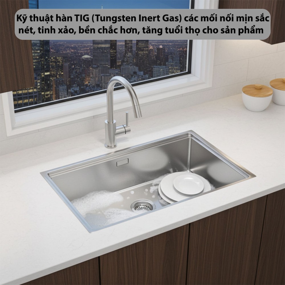 Chậu rửa bát Inox GrandX GX7046S - Hàng chính hãng