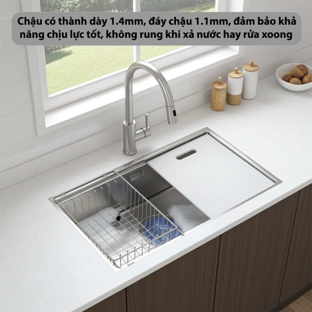 Chậu rửa bát Inox GrandX GX7046S - Hàng chính hãng