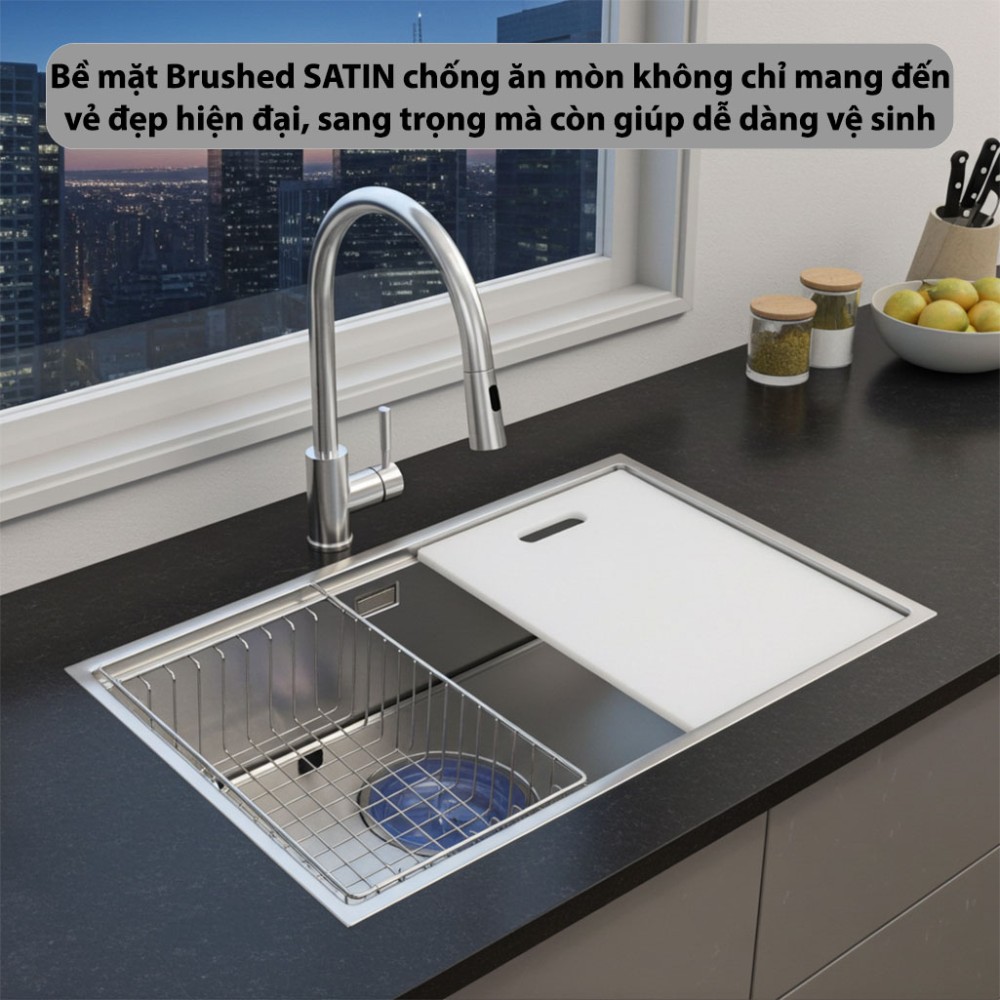 Chậu rửa bát Inox GrandX GX7846S - Hàng chính hãng