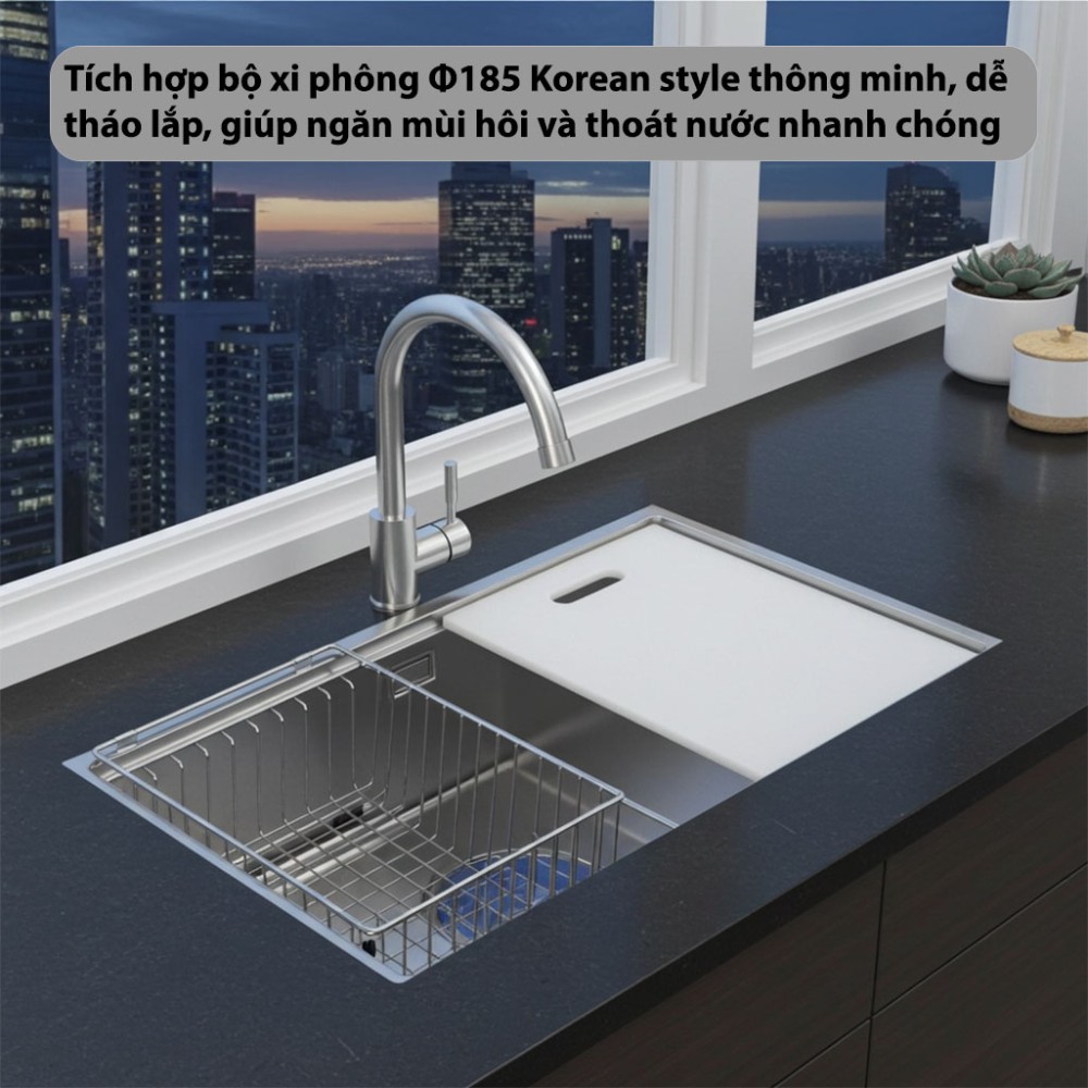 Chậu rửa bát Inox GrandX GX7846S - Hàng chính hãng