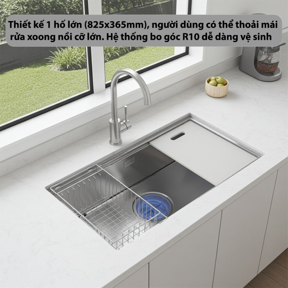 Chậu rửa bát Inox GrandX GX8646S - Hàng chính hãng