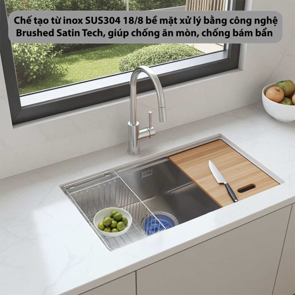 Chậu rửa bát Inox GrandX GX8646S - Hàng chính hãng