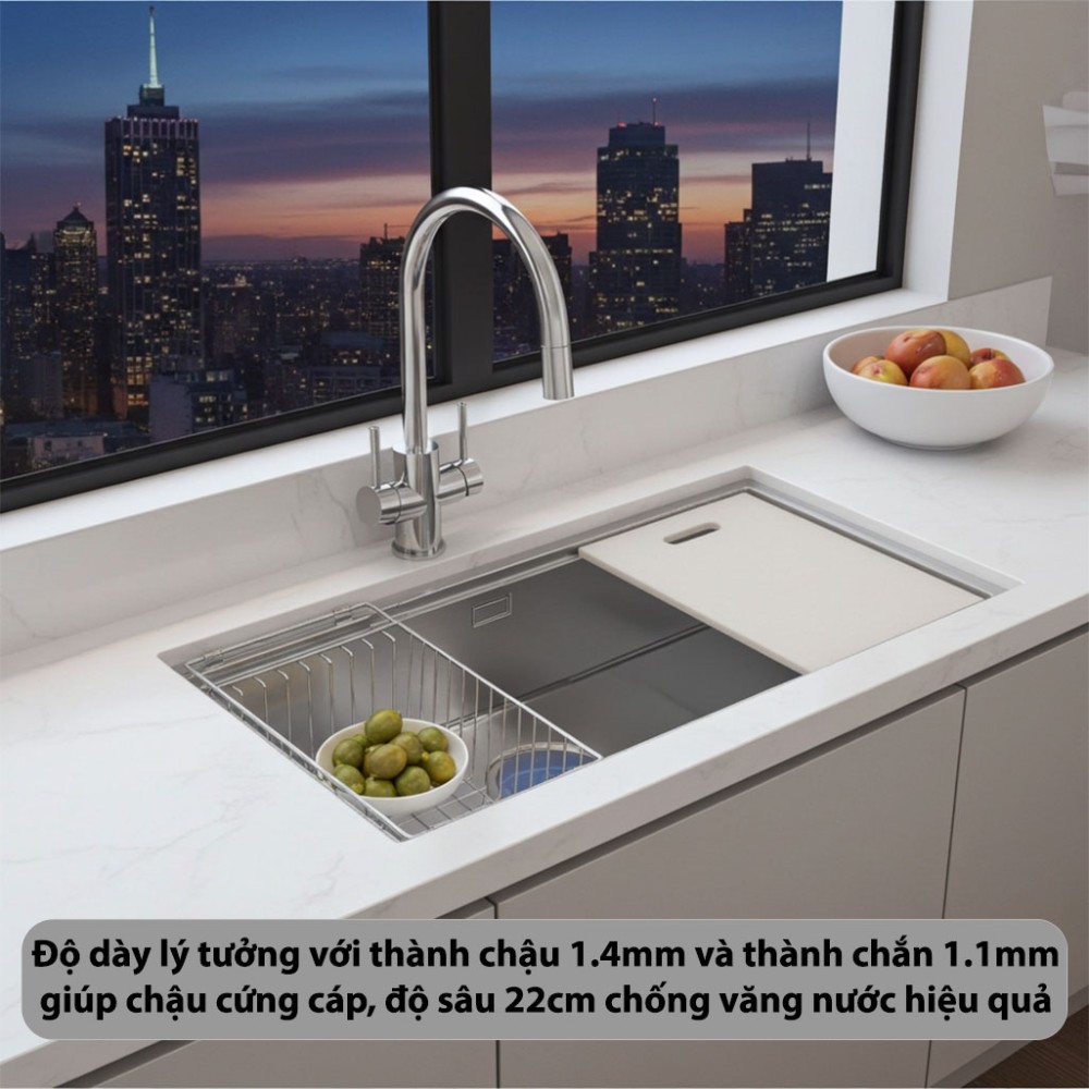 Chậu rửa bát Inox GrandX GX8646S - Hàng chính hãng