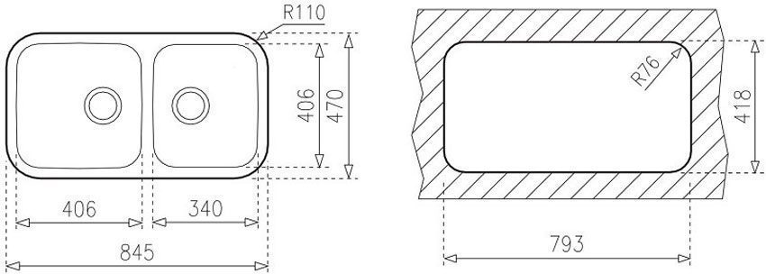Chậu rửa âm Teka BE 2B 845 - Hàng chính hãng