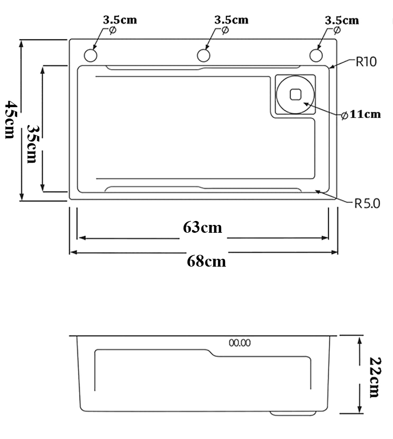 Chậu rửa bát Binova CBI-6845 - Hàng chính hãng