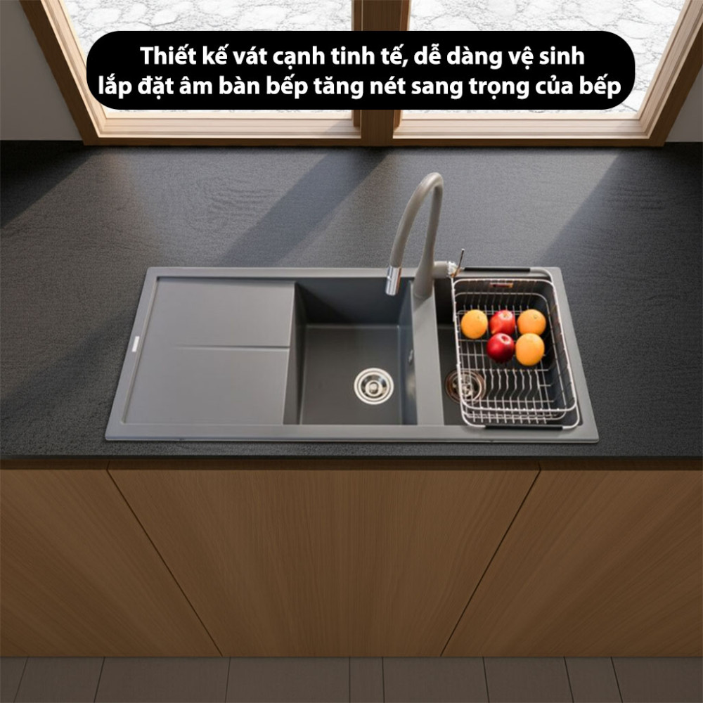 Chậu rửa bát đá Konox Granite Sink Livello Smart 1160 Grey - Hàng chính hãng