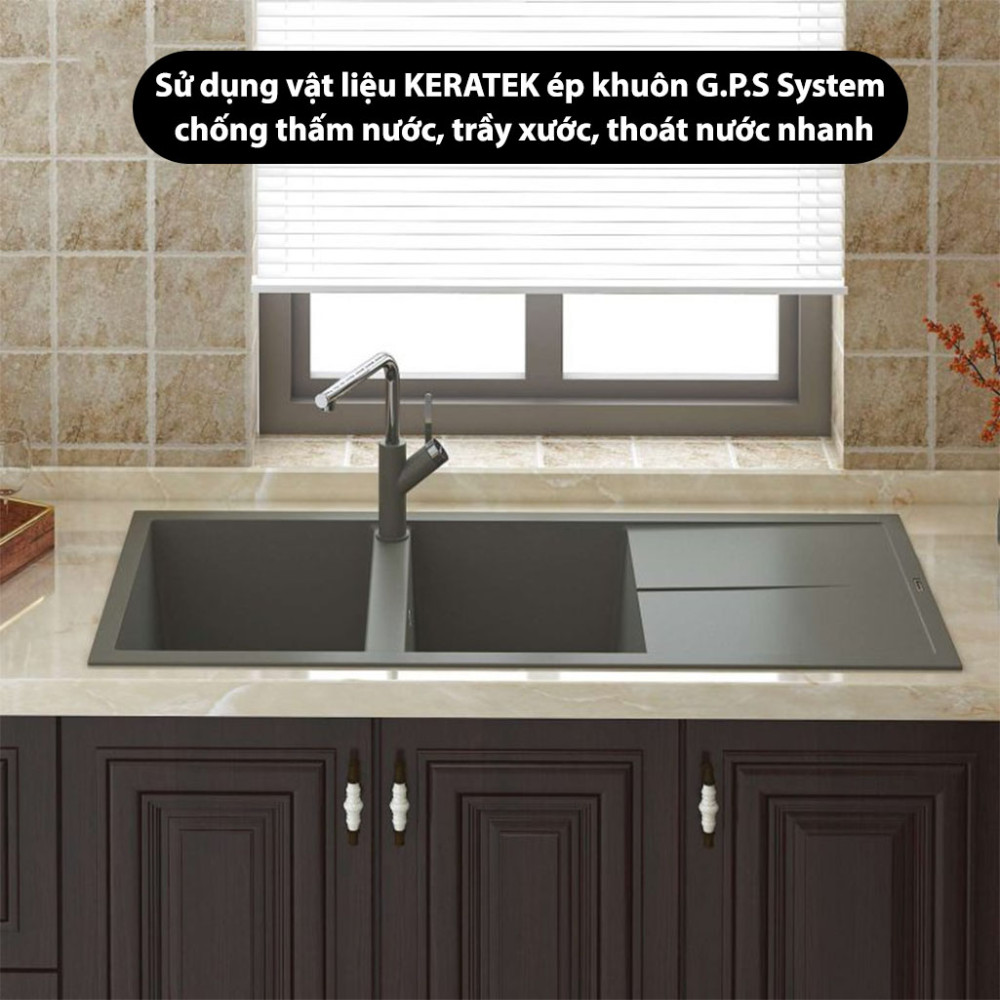 Chậu rửa bát đá Konox Granite Sink Livello Smart 1160 Grey - Hàng chính hãng