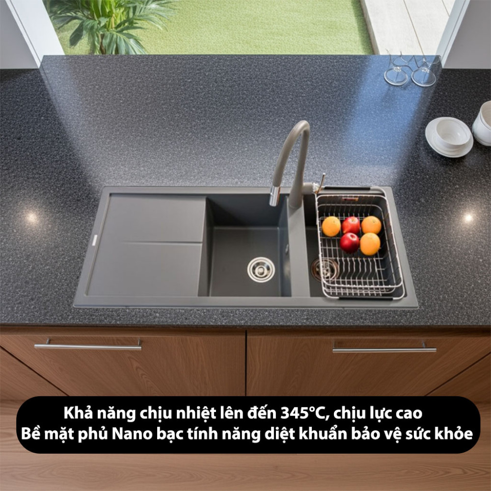 Chậu rửa bát đá Konox Granite Sink Livello Smart 1160 Grey - Hàng chính hãng
