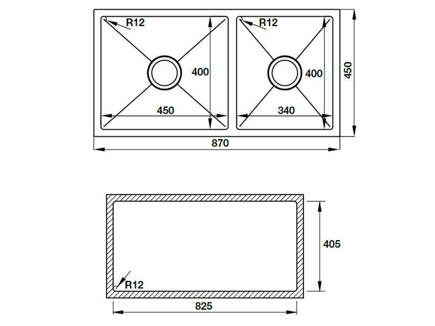 Kích thước của chậu rửa bát inox Hafele Valerian HS-SD8745 567.23.040