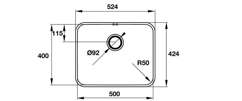 Kích thước của chậu rửa chén Hafele Valerian HS-SS4650 565.86.331