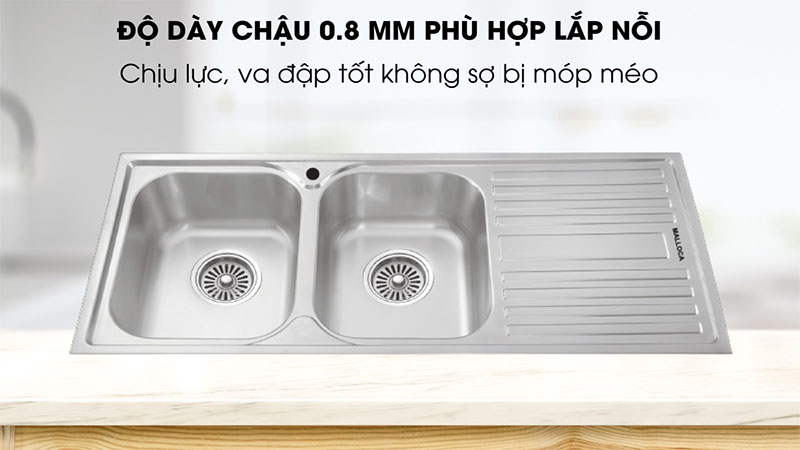 Độ dày của Chậu rửa chén 2 ngăn Malloca MS-1025R NEW
