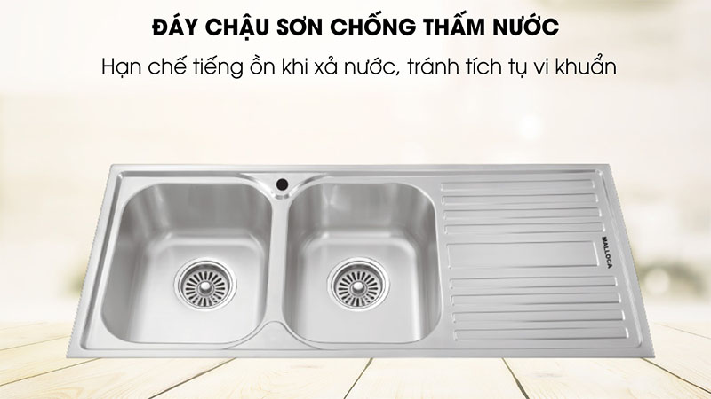 Thiết kế đáy chậu của Chậu rửa chén 2 ngăn Malloca MS-1025R NEW