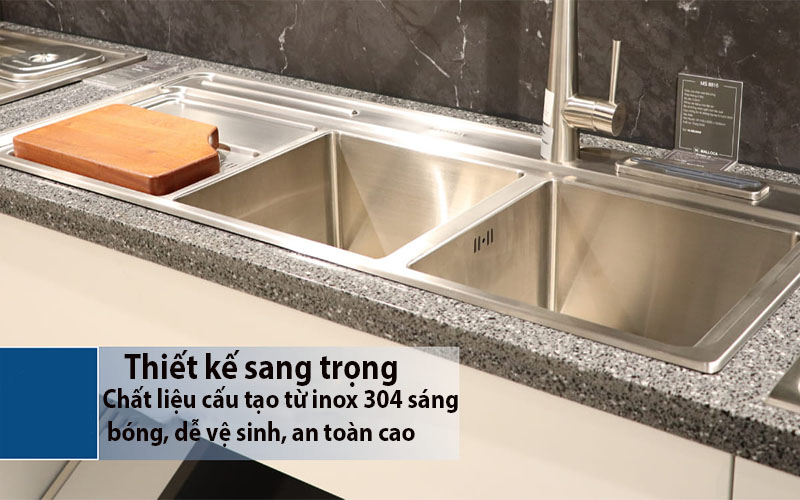 Chậu rửa chén 2 ngăn Malloca MS-8816N - Hàng chính hãng