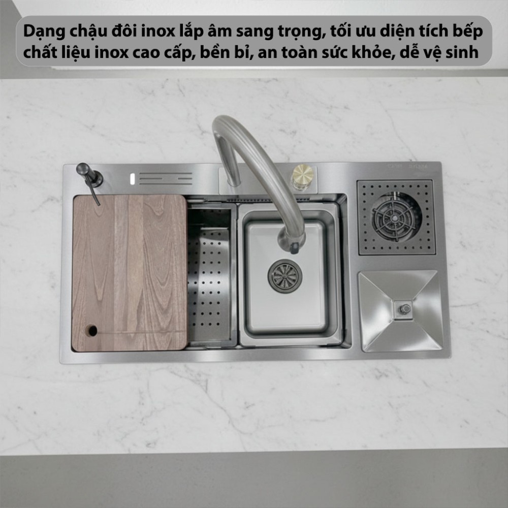 Chậu rửa bát Inox Kaff KF-FYD8846-B - Hàng chính hãng