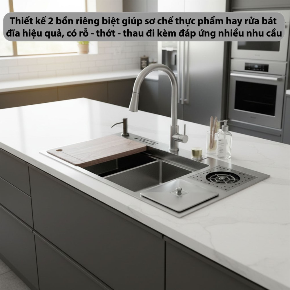 Chậu rửa bát Inox Kaff KF-FYD8846-B - Hàng chính hãng