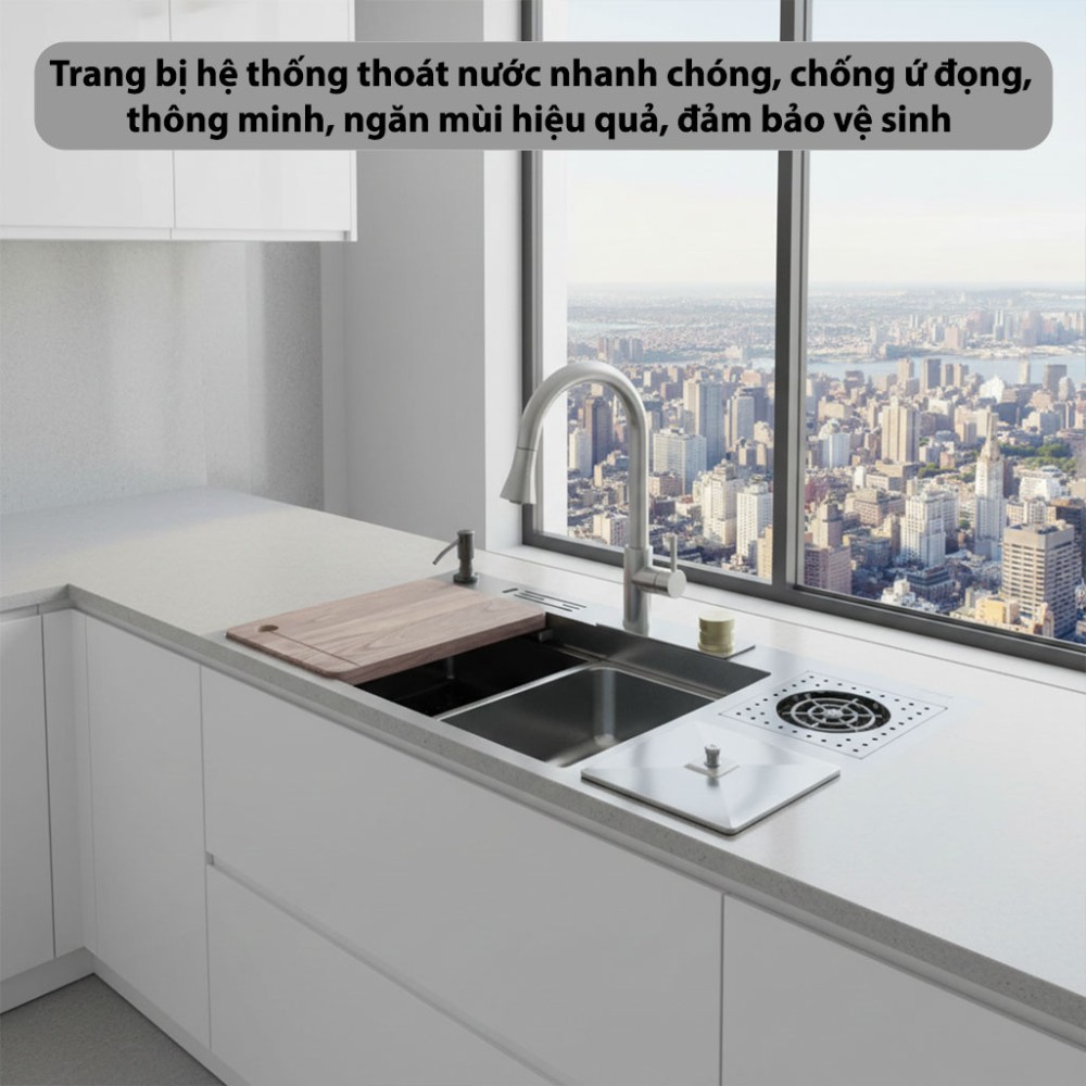 Chậu rửa bát Inox Kaff KF-FYD8846-B - Hàng chính hãng