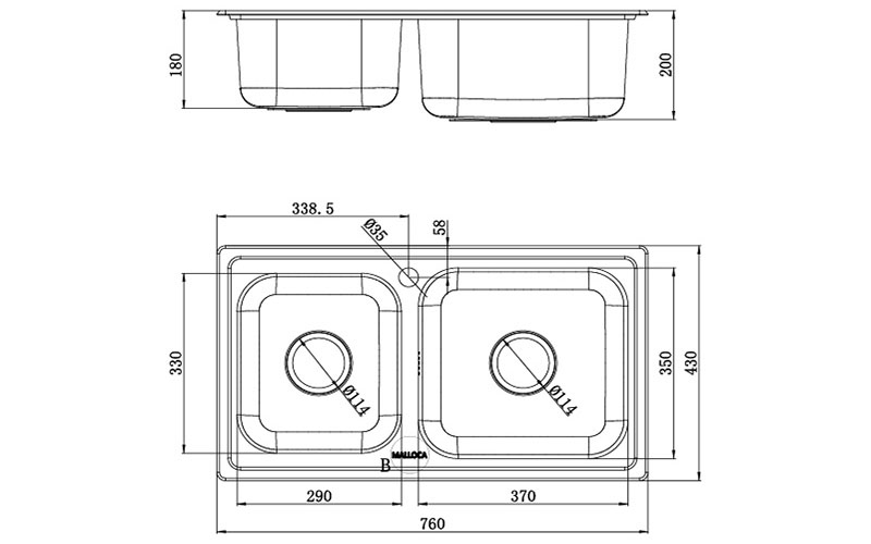 Chậu rửa chén Malloca MS-2076E - Hàng chính hãng