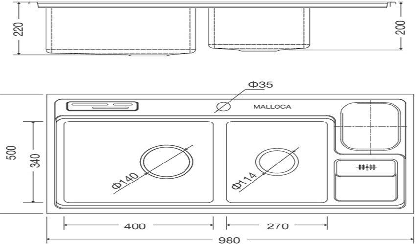 Chậu rửa chén Malloca MS 8804 - Hàng chính hãng