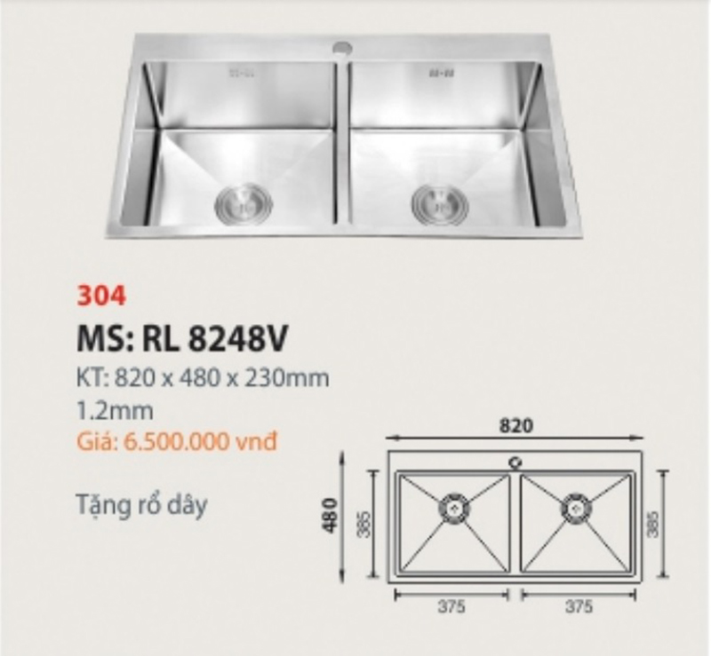 Chậu rửa chén Roland RL-8248V - Hàng chính hãng