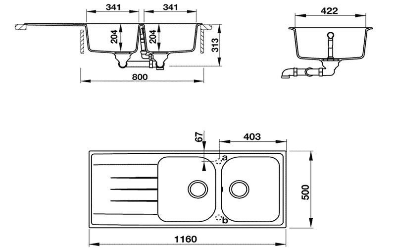 Bồn rửa chén bằng đá Hafele Julius HS-GDD11650/ 570.35.360