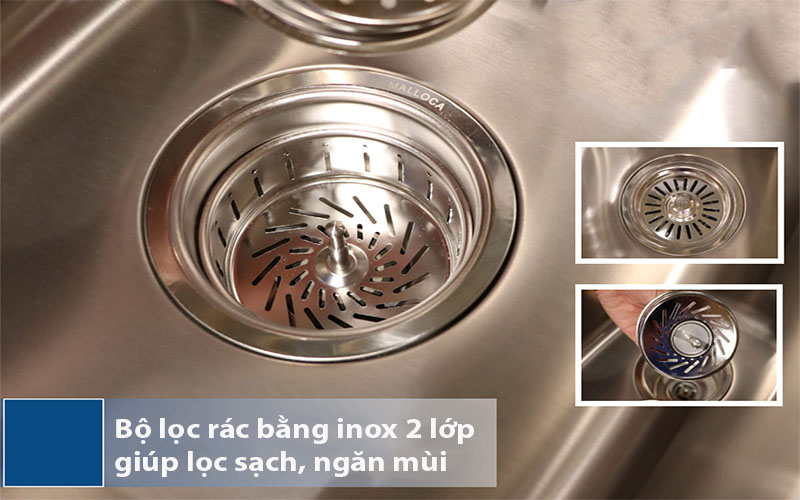 Chậu rửa chén 2 ngăn Malloca MS-1011 NEW - Hàng chính hãng