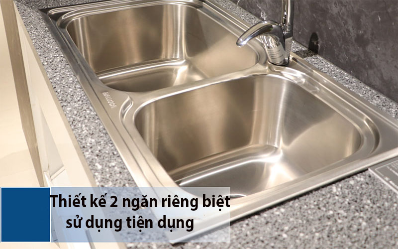 Chậu rửa chén 2 ngăn Malloca MS-2025 - Hàng chính hãng