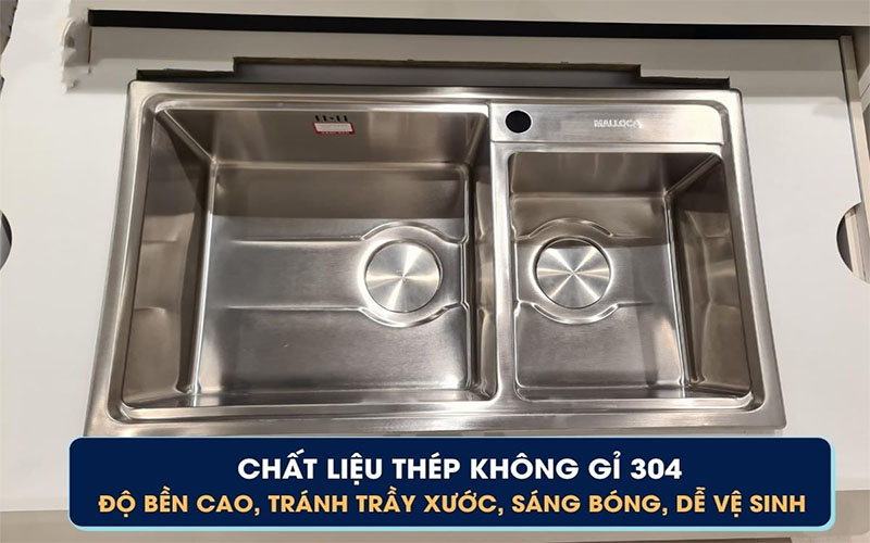 Chậu rửa chén 2 ngăn Malloca MS-5082W - Hàng chính hãng