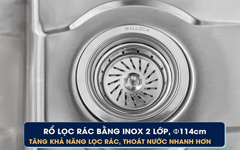 Chậu rửa chén 2 ngăn Malloca MS-5082W - Hàng chính hãng