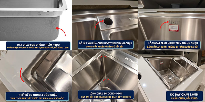 Chậu rửa chén 2 ngăn Malloca MS-5082W - Hàng chính hãng