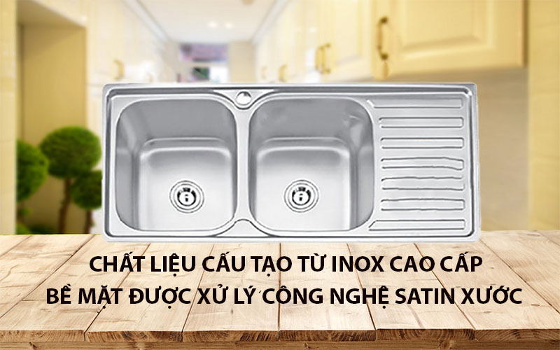 Chậu rửa chén inox 2 ngăn 1 cánh Eurosun EU-10545S - Hàng chính hãng