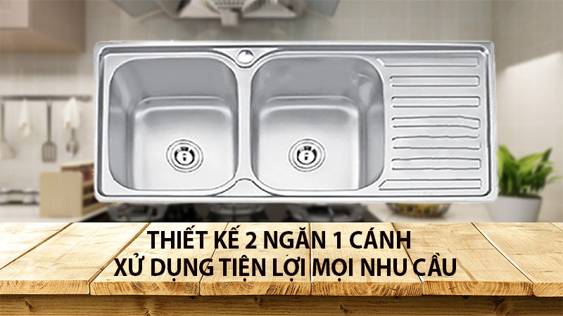 Chậu rửa chén inox 2 ngăn 1 cánh Eurosun EU-10545S - Hàng chính hãng