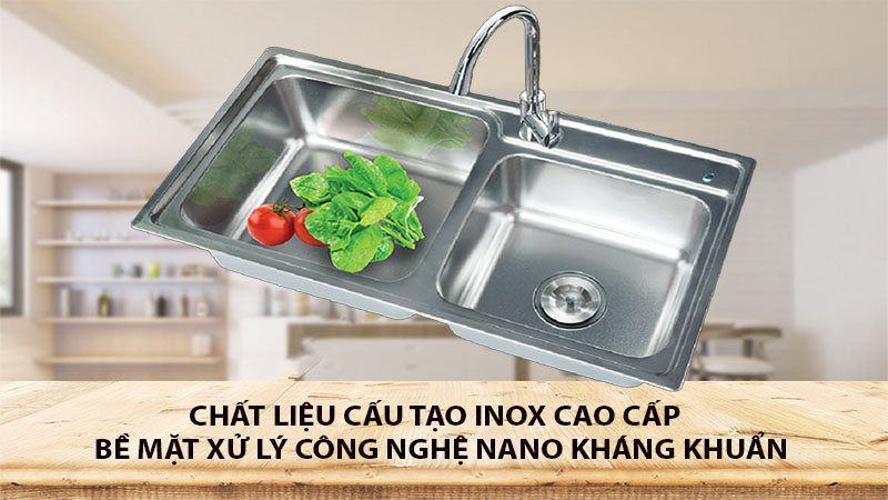 Chậu rửa chén inox 2 ngăn Eurosun EU-8143E6 - Hàng chính hãng