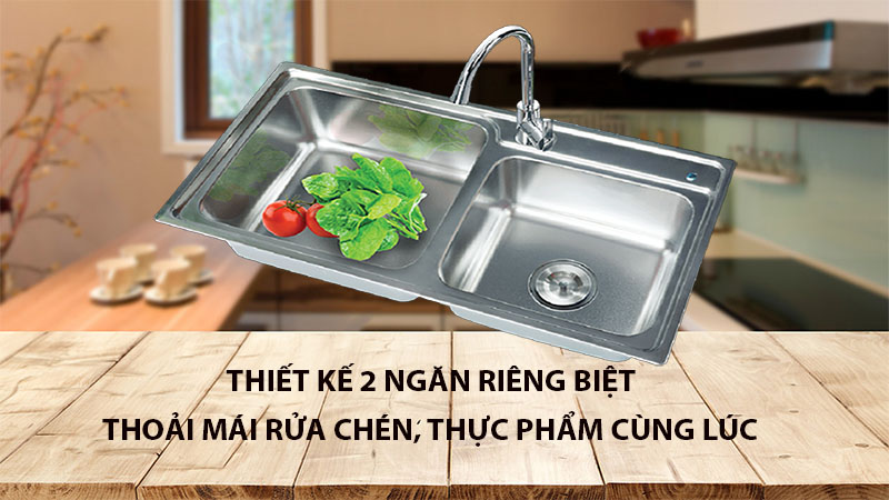 Chậu rửa chén inox 2 ngăn Eurosun EU-8143E6 - Hàng chính hãng